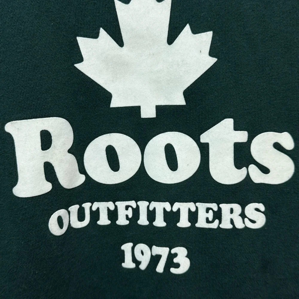 Roots Green Crewneck Sweatshirt XS Women Logo Graphic Pullover Cozy Casual - Picture 7 of 7